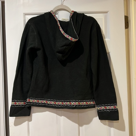 Vintage wool hooded sweater with floral trim - Picture 5 of 8